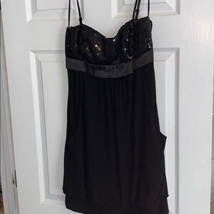Black cache sequin dress with pockets size 10